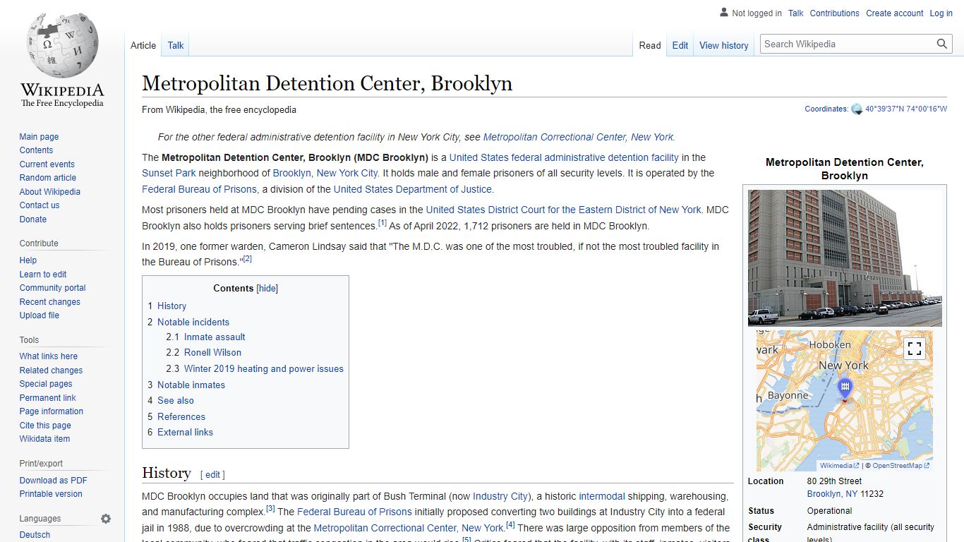 Metropolitan Detention Center, Brooklyn - Wikipedia